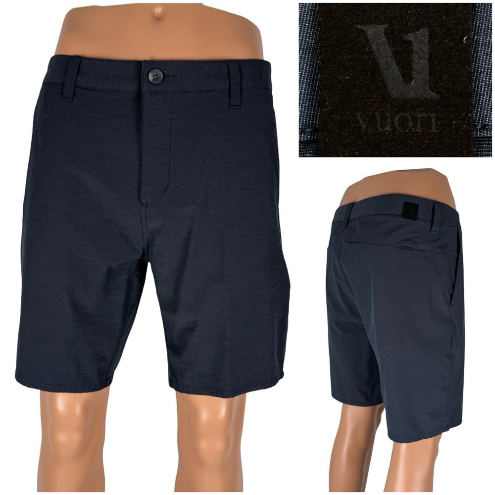 Vuori Mens 32 Aim Shorts Blue Hybrid Tech Chino 8" Inseam V368 Casual Stretch
